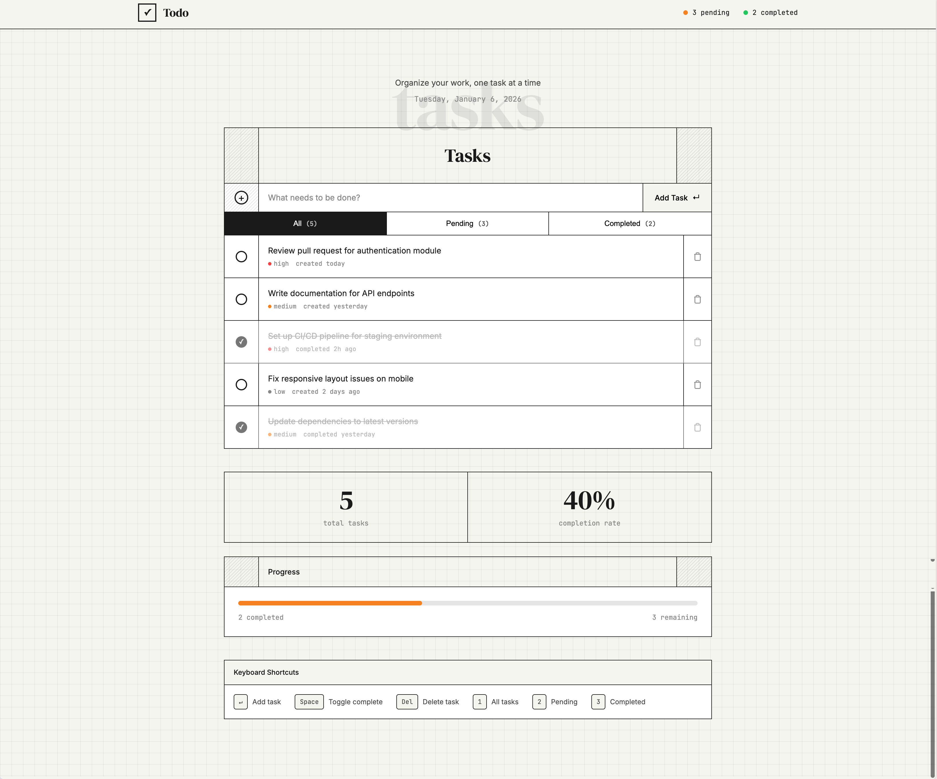 todo 管理 app 样式复刻